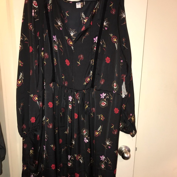 black silk floral dress